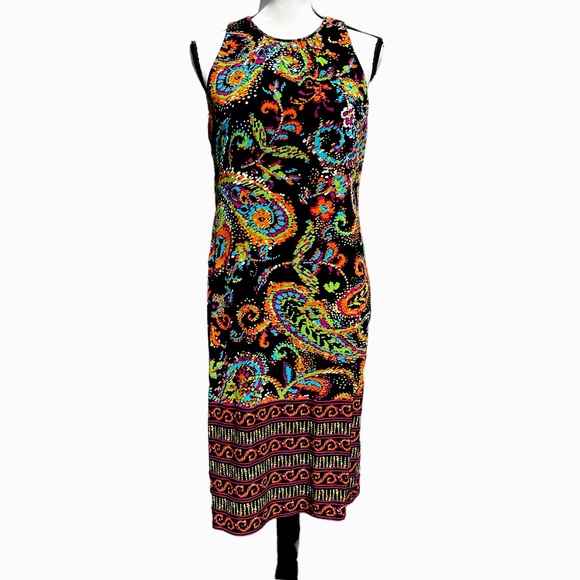 Evan-Picone Indie black paisley midi dress - Picture 3 of 7